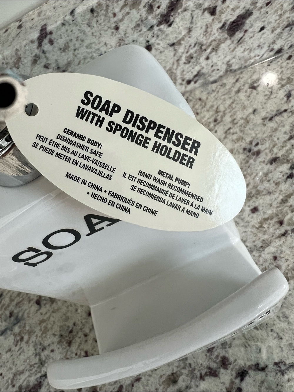 Joseph A White Ceramic Soap & Sponge Holder with Black Lettering - Picture 2 of 4